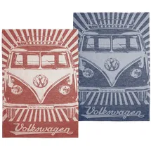 BRISA VW Collection T1 Bus Geschirrtuch 2er-set, strahlen/rot/blau
