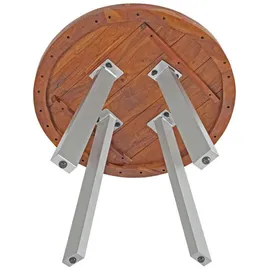 SAM Outillage SAM Esstisch, Braun, Holz, Echtholz,Akazie, Rund,Rund, eckig, 100x78x100 cm Akazienholz nussbaumfarben silber SOPHIA