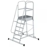 Günzburger Steigtechnik Aluminium-Podesttreppe einseitig begehbar fahrbar 6 Stufen