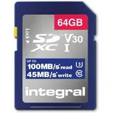 Integral SDXC-Card 64GB Classe 10 UHS-I V30 R100 MBS