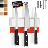 CUCINO Messer Magnetleiste selbstklebend - Vergleichssieger mit extra starkem Magnet - Einfache Montage mit 3M Klebeband ohne Bohren, White-Rubber 25cm
