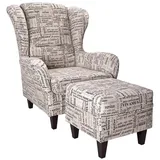 Supellex Ohrensessel mit Hocker | Carpe Diem Beige Kolonial Design
