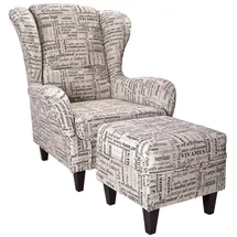 Supellex Ohrensessel mit Hocker | Carpe Diem Beige Kolonial Design