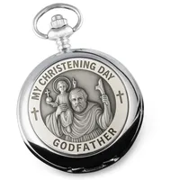 De Walden Taschenuhr für die Taufe des Patenvaters St. Christophorus, Zinn, silber, Modern