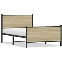 vidaXL Metallbett ohne Matratze Sonoma-Eiche 140x200 cm