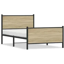 vidaXL Metallbett ohne Matratze Sonoma-Eiche 140x200 cm