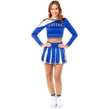 Funidelia | Cheerleader-Kostüm USA für Damen Cheerleader, American Football, Gymnasium, Berufe - Kostüm für Erwachsene & Verkleidung für Partys, Karneval & Halloween - Größe S - Blau