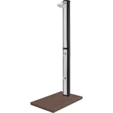 Ml-design Solardusche 35l 217cm Eckig Silber-schwarz Mit Bodenplatte Braun, Solar Gartendusche Mit Fußdusche/regenduschkopf, Warmes Wasser 60°c, Außendusche Pooldusche Mit Gartenschlauch-anschluss