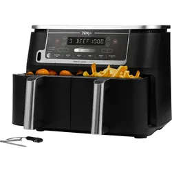 Ninja Airfryer AF451EU Double Airfryer XXL - Zwei Garräume - 9,5 Liter - Digitales Thermometer - 2470 Watt - Zwei-Zonen-Technologie