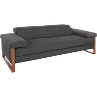 2,5-Sitzer W.SCHILLIG "finn", grau (anthrazit s22), B:230cm H:71cm T:106cm, Flachgewebe S22 (100% Polyester);Stoff S37 (100% Polyester);Longlife Xtra-Leder Z59: Glattleder mit modischer Prägung. Hautstärke 0, 9 - 1, 1 mm, Sofas, German Design Award 2016, Fußgestell Nussbaum natur, Breite 230 cm