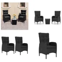 vidaXL 3 tlg. Bistro Set Poly Rattan und Glas Schwarz - Bistro-Set - Bistro-Sets - Bistroset - Bistrosets - Schwarz