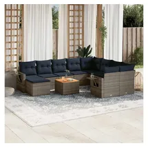 vidaXL Gartensofa-Set 11-tlg. grau Polyrattan