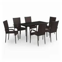 VidaXL 7-tlg. Garten-Essgruppe Braun und Schwarz