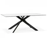 AlterEgo Esstisch, Weiß, Metall, Glas, 90x76.5x180 cm, Esszimmer, Tische, Esstische