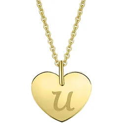 Ketten-Anhänger ONE ELEMENT "Herz mit Gravur U Buchstaben Anhänger aus 333 Gelbgold", gold, Schmuckanhänger, Damen, U, Gelbgold 333-Gold, Gelbgold 333, Gold, Damen Gold Schmuck Herz mit Gravur U