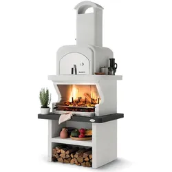 Palazzetti Balos - Kombi-Grillkamin mit Holzbackofen aus Betonstein