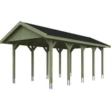 SKANHOLZ Skan Holz Wallgau - Satteldach Einzelcarport Breite 380 cm Gr. 2 - 380 x 750 cm Dachschalung Dachschalung mit Dachschindeln (schwarz) farblich unbehandelt Holzcarport