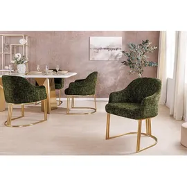 Riess-Ambiente Stuhl EXTRAVAGANCIA dunkelgrün Chenillestoff Metall brushed champagner gold