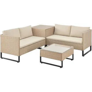 Juskys Polyrattan Lounge Santorini - Creme