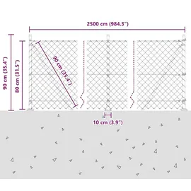 vidaXL Zaunpfosten 25 x 0,8 m Grau/Stahl
