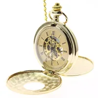 itemstoday Double Hunter Gold Herren Mechanische Hand Wind Taschenuhr eingraviert römischen Ziffern
