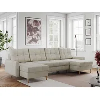 MKS MÖBEL Ecksofa COLIN U, Set, Schlafcouch, T30-Schaum, Bonellfedern, Ecksofa, mit Schlaffunktion, skandinavischer Stil, hohen Beinen beige