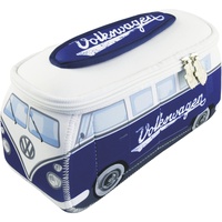 BRISA VW Collection - Volkswagen T1 Bulli Bus Universal-Schmink-Kosmetik-Kultur-Reise-Hausrats-Tasche-Mäppchen-Beutel (Neopren/Blau/Groß)