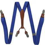 XUELUMEI Hosenträger Suspender Hosenträger Für Damen, 4 Clips, Y-Rücken, 2,5 cm Breit, Verstellbar, Elastisch, Jeans-Hosenträger, Damen-Hosenträger Für Hochzeitsfeier, Veranstaltung, Königsblau - Einheitsgröße