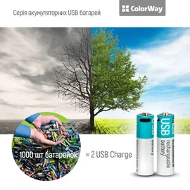 Colorway Wiederaufladbare Batterie ColorWay AA 2200mAh 1,5V (Li-Polymer) (2 Stück) CW-UBAA-10