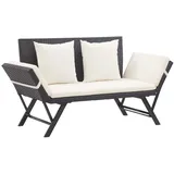 furnicato Gartenbank mit Kissen Schwarz 176 cm Poly Rattan