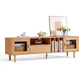 gyfimoie LINSY HOME TV Lowboard 175 x 40 x 52 cm Schwarz Holz, MDF, Spanplatte