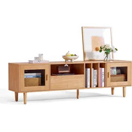 gyfimoie LINSY HOME TV Lowboard 175 x 40 x 52 cm Schwarz Holz, MDF, Spanplatte