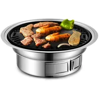 Holzkohlegrill Koreanischer Antihaft-Barbecue-Grill Tragbarer Edelstahl-BBQ-Holzkohlegrill-Ofen fuer Camping-Kochen im Freien