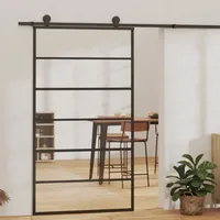 Festnight Schiebetür Glas glasschiebetür Komplettset schiebetür Komplettset mit tür glastür Sliding Door Schwebetür-5 Horizontale Stäbe-102 x 205 cm