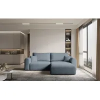 Fun Möbel Ecksofa Sofa FLAVIO mit Schlaffunktion Stoff Abriamo Graublau Ottomane Rechts - Grau