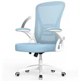 naspaluro Bürostuhl – Ergonomischer Sitz – Sessel mit 90° klappbarer Armlehne – Lordosenstütze – höhenverstellbar - Blau