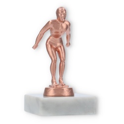 Pokal Metallfigur Schwimmer bronze auf weißem Marmorsockel 11,8cm