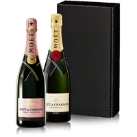 The Wine Guys Geschenkset The Moët Chandon couple mit zwei Flaschen Champagner in einem Geschenkkarton, erdebeere, 0.75 ml