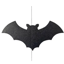 2x Hängedekor "Fledermaus" aus Papier glitzernd schwarz 120cm