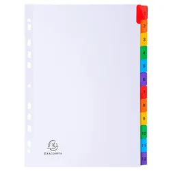 Exacompta 1112E 20x Register numerisch bedruckt, weißer Karton 160g/qm, 12 Taben, 1-12, DIN A4 - Weiß