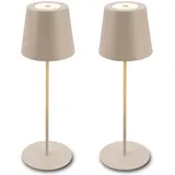 Briloner Akku LED Tischleuchte Beige 2 St.