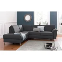 sit&more Ecksofa Texel L-Form, mit Federkern, wahlweise mit Bettfunktion und Bettkasten schwarz