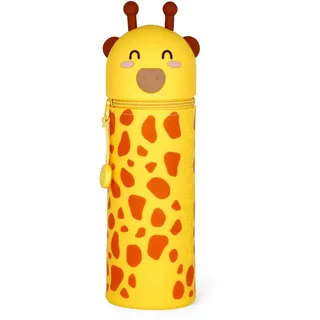 Legami - 2-in-1 Weiche Silikontasche - Kawaii, Giraffe Schultasche, Tischstifthalter, Reißverschluss, Silikon, Stiftetasche Buntstifte Marker, H 18,5 cm