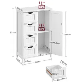 VASAGLE Badschrank LHC41W weiß 55,0 x 28,5 x 82,0 cm
