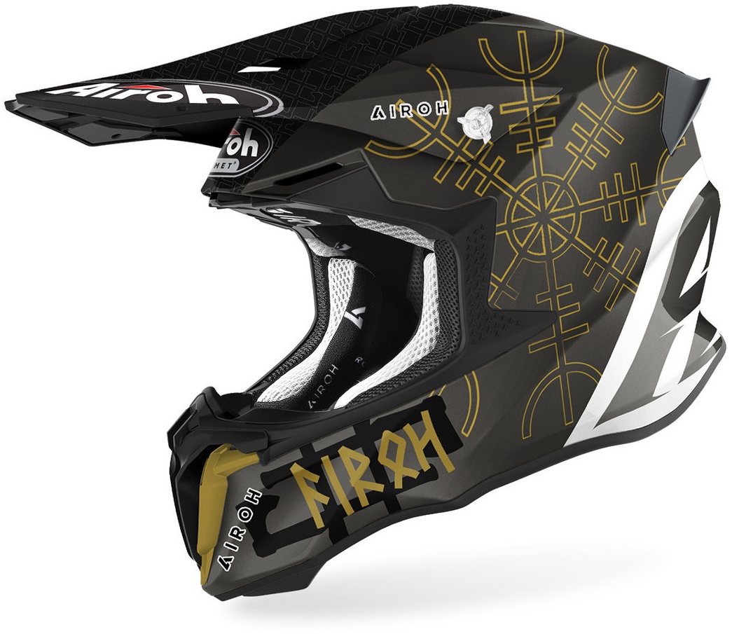Airoh Twist 2.0 Sword Motorcross helm, zwart-wit-goud, S