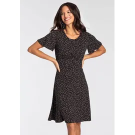LAURA SCOTT Sommerkleid Gepunktet Schwarz/Rosa 48