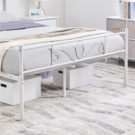 Yaheetech Bettrahmen Metallbett für 140 x 200 cm Matratze, Gästebett für kleine Räume, Weiß