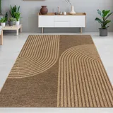 CARPETIA Teppich Gästezimmer Balkon Wohnzimmerteppich innen außen pflegeleicht mit elegantem Bogenmuster beige & braun 160 x 230 cm