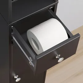 SoBuy Badzimmerschrank Schmal Badezimmer Hochschrank aus Holz mit verstellbaren Einlegeböden Wasserabweisender Badschrank, 20x180x20cm, BZR34-II-SCH - Schwarz