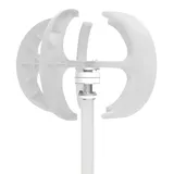 Windgenerator 600W - Vertikale Windturbine 24V - IP67 - 5 Flügel - Mit Flanschplatte und Steuergerät - Weiß - Weiß